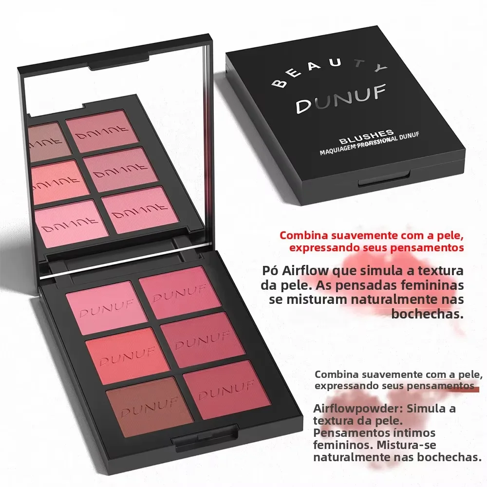 Paleta do konturowania twarzy z 6 kolorami, puder do konturowania, paleta do makijażu, róż, bronzer do twarzy, kosmetyki kolorowe