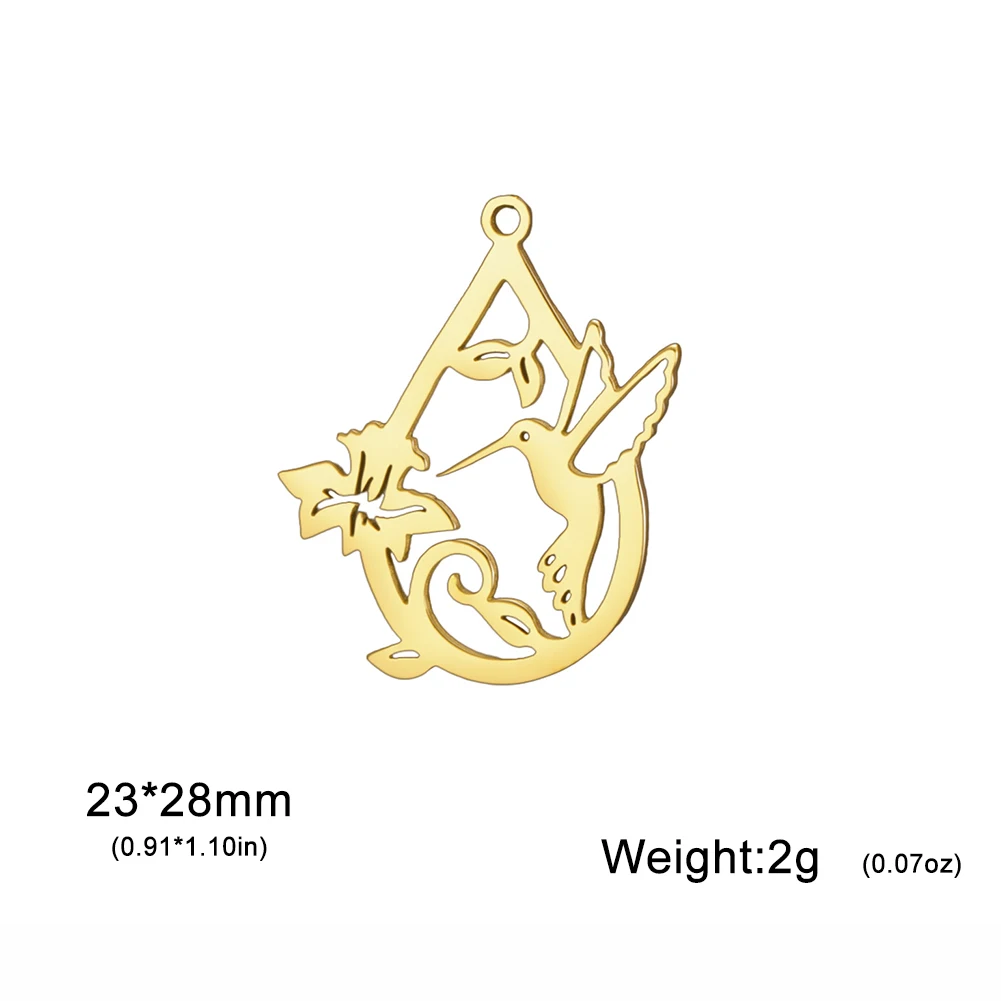 Breloque créative en forme d'oiseau et de fleur, pendentif en acier inoxydable, accessoires de collier, bricolage de vos propres bijoux