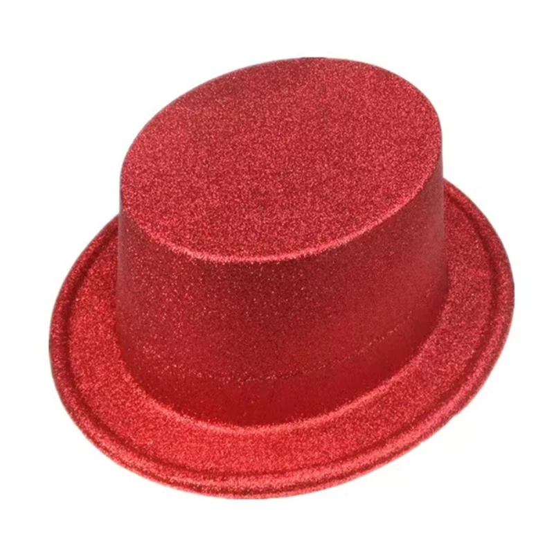 Magician Top Hat Jazz Fedora hat Bowler Top Hat Solid Color Party Show hat Flickering Glitter Top Hat for Kids perform