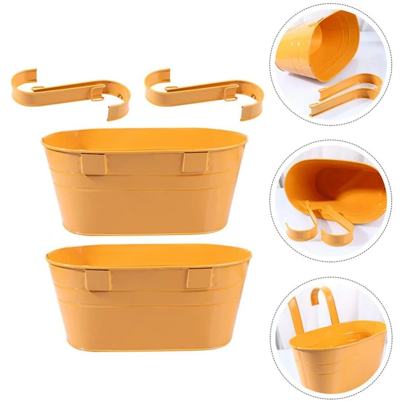 분리형 후크 화분, 발코니 난간, 테라스 정원, 야외 장식 화분, 2 개