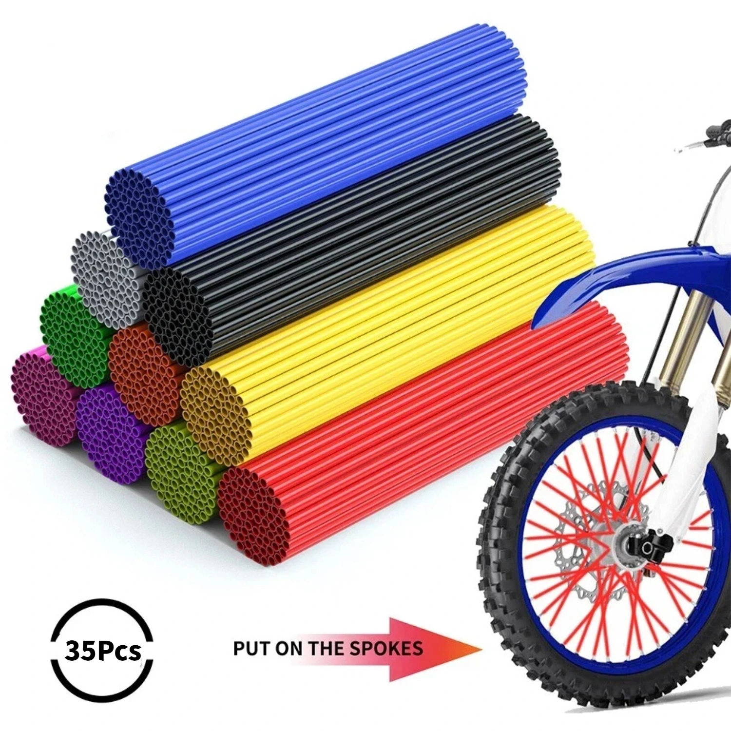 21 Inch 35Pcs Motorcycle Spoke Tube Color Plastic Spoke Skins Protector Covers For Dirt Bike Motocross Rim Modification Parts