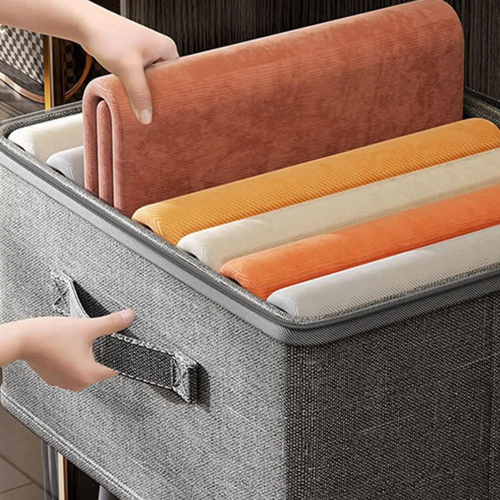 Clothing Storage Box with Cipher Lock Travel Trunk Foldable Portable Dustproof Large Capacity Quilts Clothes Organizer Case