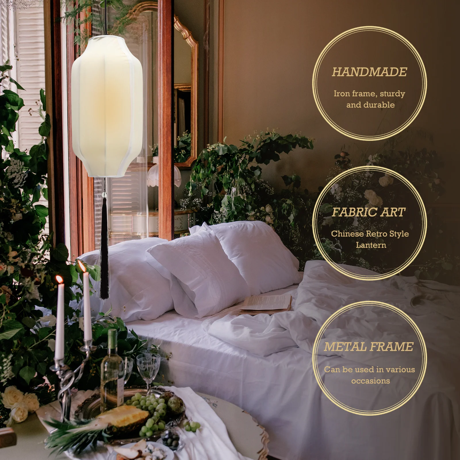 

1Set Watermelon Shape Cloth Lantern Chinese Style Party Decoration Lantern Balcony Hanging Outdoor Garden Household Use