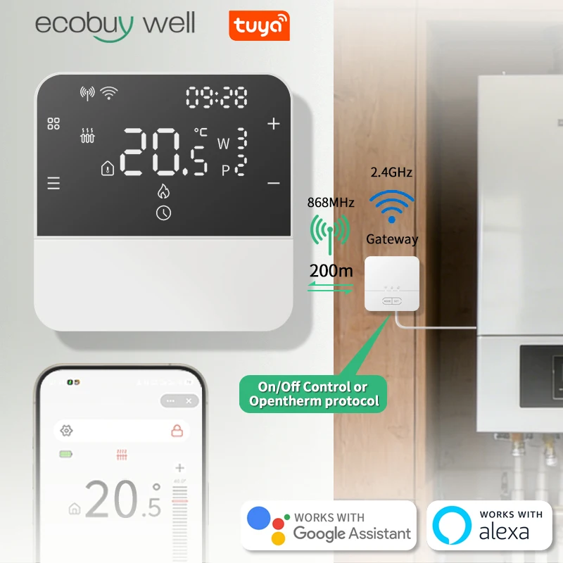 Tuya Smart Home WiFi Boiler Thermostat Opentherm Smart Wi-Fi Thermostat For Gas Boiler Temperature Controller Thermostat Home
