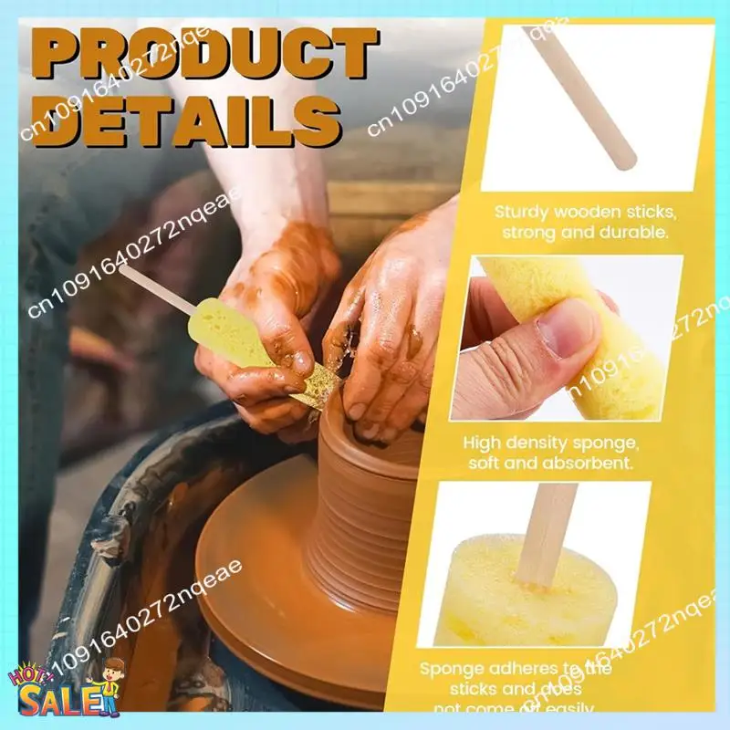 

N08R, 12 упаковок, гончарные губки для глины, губка на палочке, многоразовые керамические инструменты для обрезки, принадлежности B