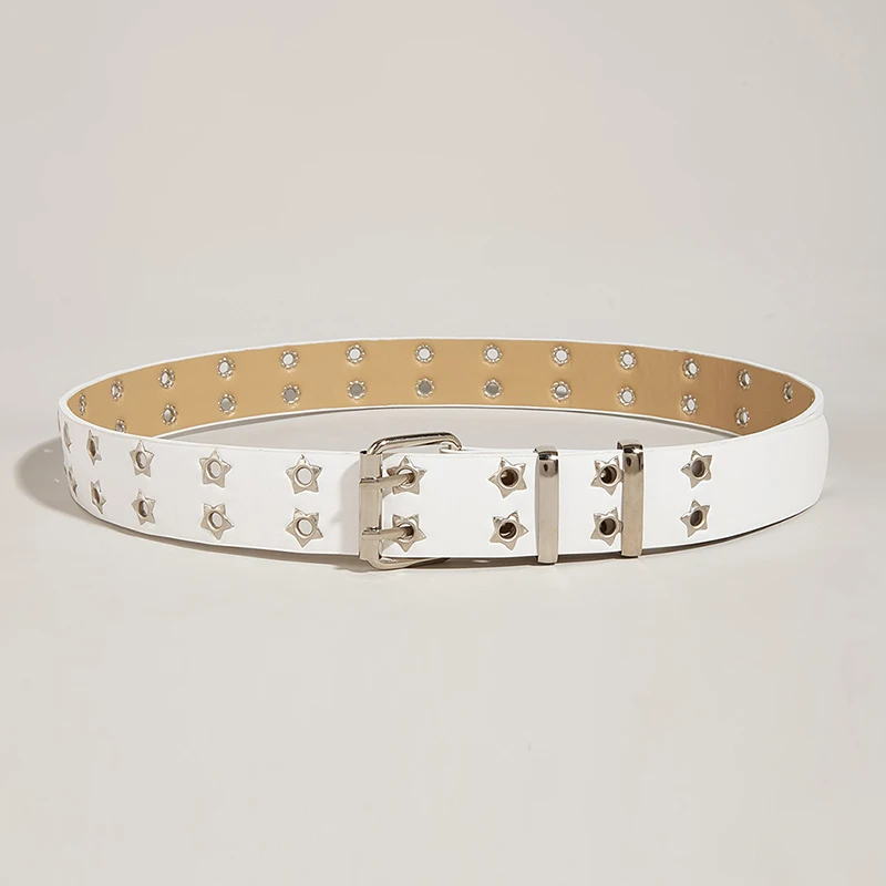 Punkstijl Ster Dubbele Rij Riem Taille Riem Holle Pu Lederen Jeans Decoratieve Mode Tailleband