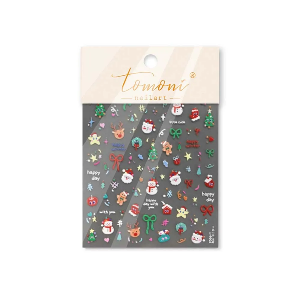 Accessori per unghie Adesivo per unghie natalizio 5D Conchiglia di diamante Luce Decalcomania per unghie natalizia Capodanno Decorazione per unghie natalizia di Babbo Natale