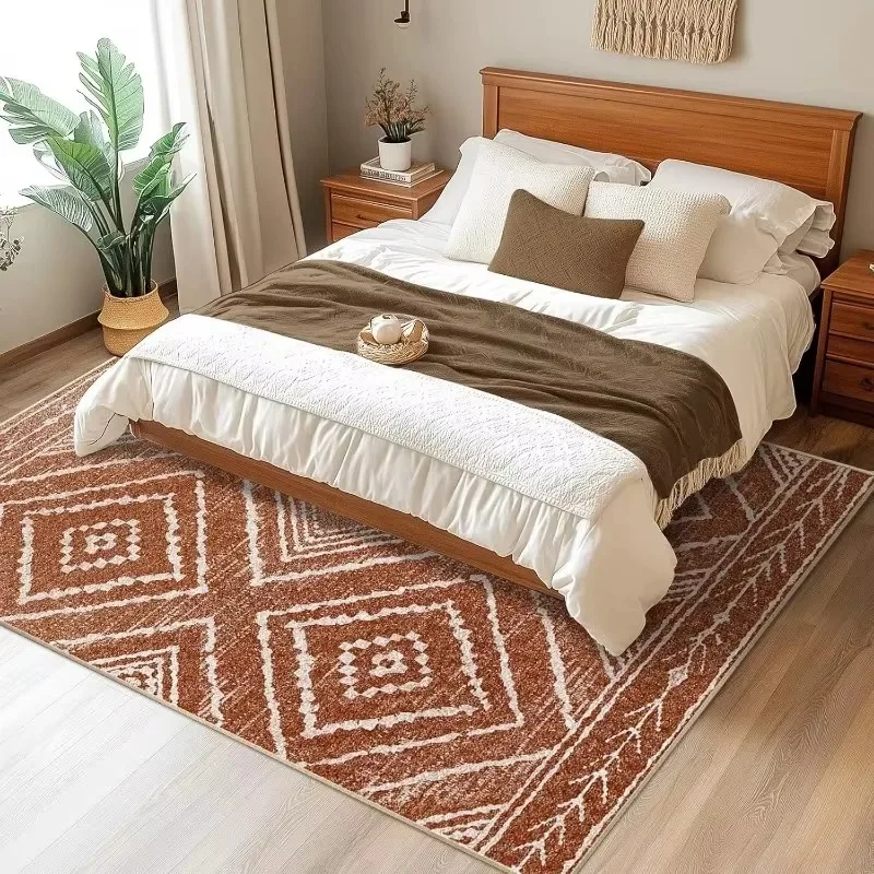 

Living Room Decorate Carpet Ethnic Art Bedroom Bedside Simple Large Area Printed Plush Floor Mat Coffee Table Soft Rug Alfombra