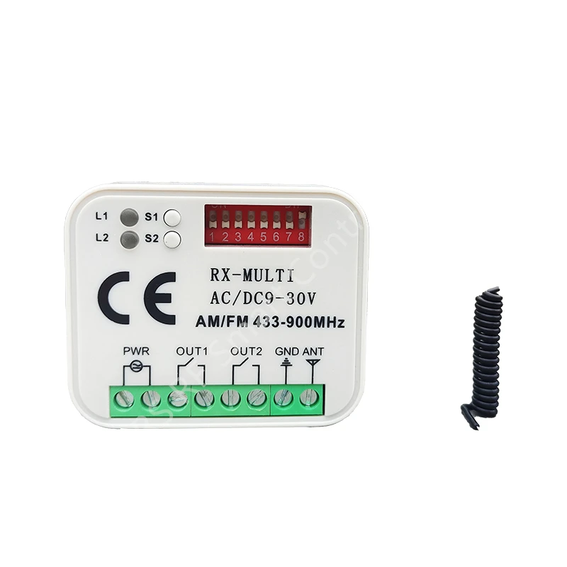 Universal Garage Door Remote Control Receiver 2 CH Controller Switch For 433 900 MHz Transmitter Multi Frequency 300-868MHz