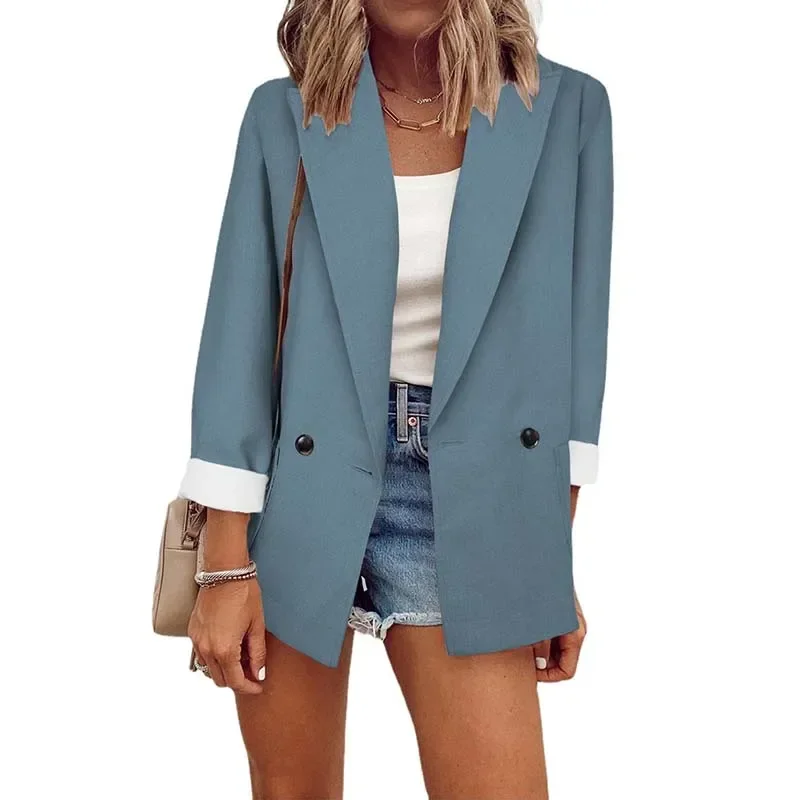 

Button Autumn Fashion Women's Blazer 2023 Single Breasted Jackets Coats Female Streetwear Women Notched Collar Casual New L038