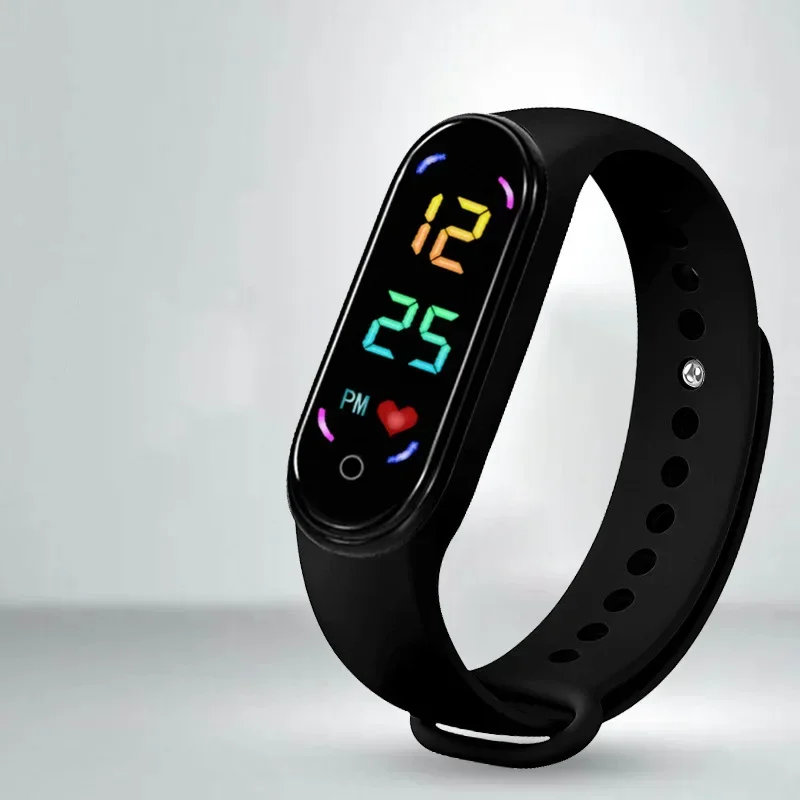 LED-Smartwatch für Kinder, modisch, im Freien, wasserdicht, berührbar, Sport-Kinderuhren, Jungen- und Mädchen-Digitaluhren, Silikon-Uhrenarmband