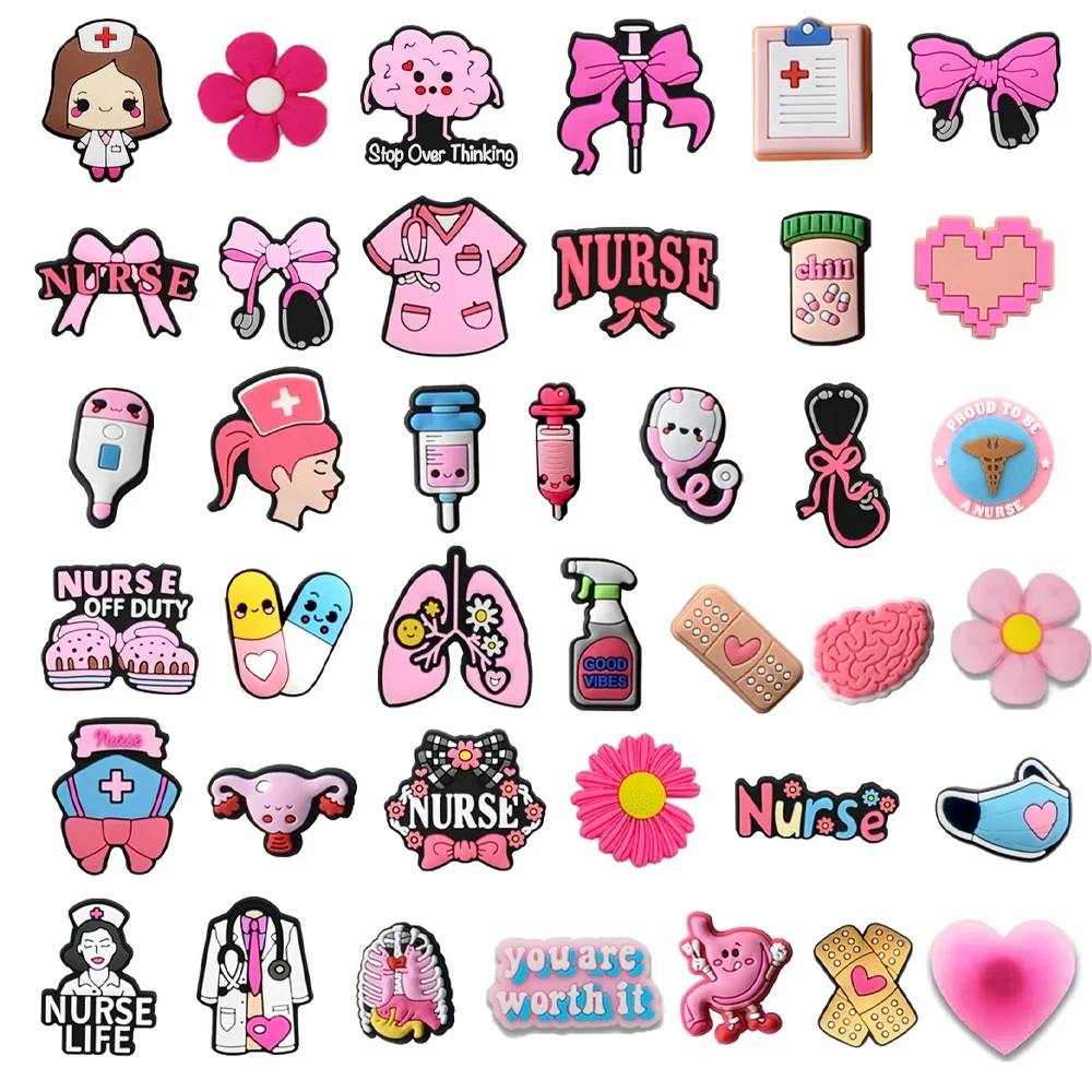 10/100pcs Cartoon Doctor Nurse Random Shoe Buckle Set, Fits Sandals/clogs/flops/sandals, PVC Shoe Decora, Beach Bag Accessories