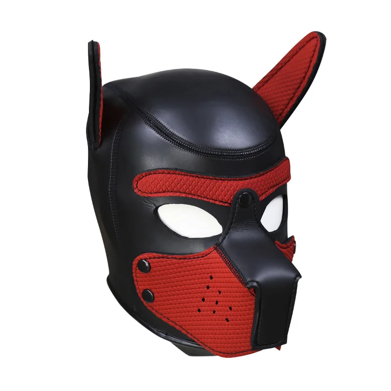 Disfraz de Cosplay para cachorro, máscara de goma acolchada con capucha de cabeza completa, color naranja y negro, talla grande, código L, novedad