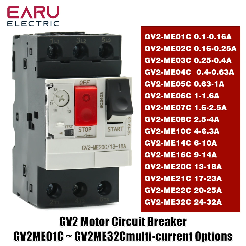 3P Motor Starter GV2ME Series Motor Protector Motor Circuit Breaker Push Button Thermal Magnetic Type Motor Breaker MPCB Factory