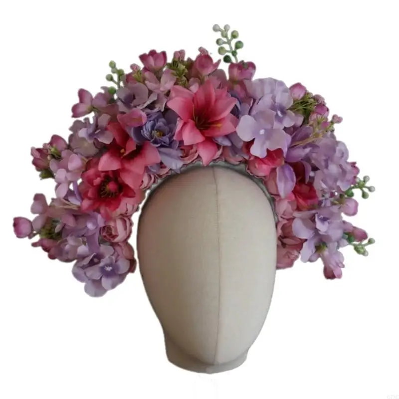 Bohemian Flower Headband Bridal Hair Ornaments Florals Hairband for Women Hair Bands Spring Wedding Garlands Crowns Wreath