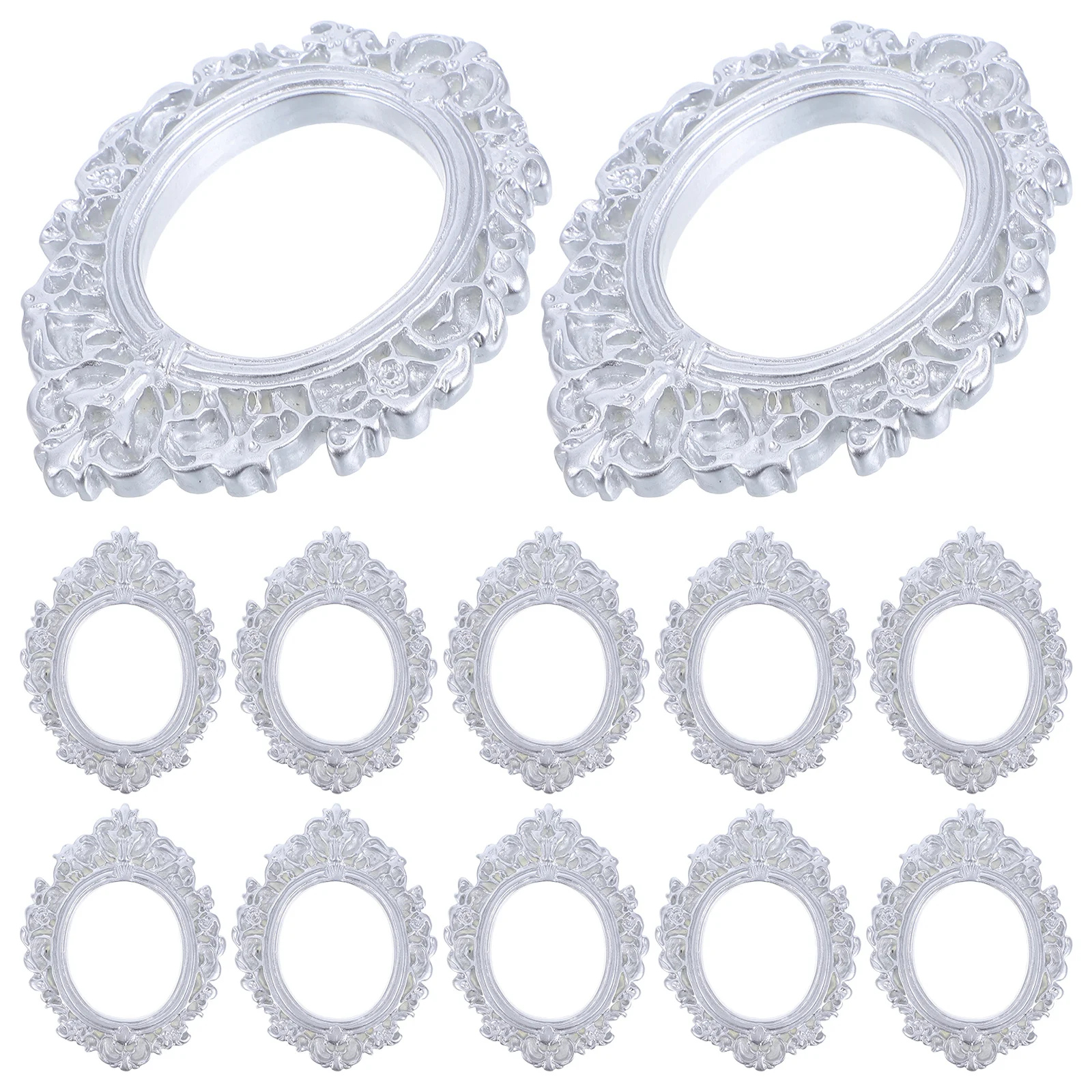 

12Pcs Vintage Photo Frames Mini Resin Oval Retro Picture Frames DIY Craft Home Decoration Tiny Display