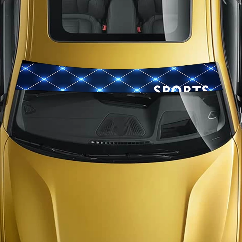 قطعة واحدة من شريط زخرفي الرياح الرياضي ذو تأثير ضوء المعين الأزرق، أداء ممتاز، تصميم فريد، ملصق الزجاج الأمامي