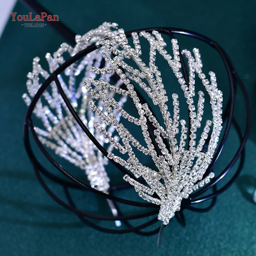 YouLaPan-Diadema elegante para novia, cadena de diamantes de imitación brillantes, tocado de boda de Color plateado, diademas de fiesta para dama de honor, HP666