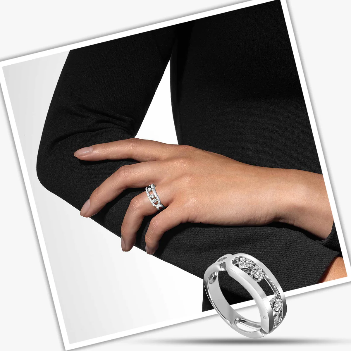 

MXK 2025 Classic and Popular Women's Three Piece MOVE Diamond Three Piece Ring, Bright and Charming, Suitable for Daily Wear