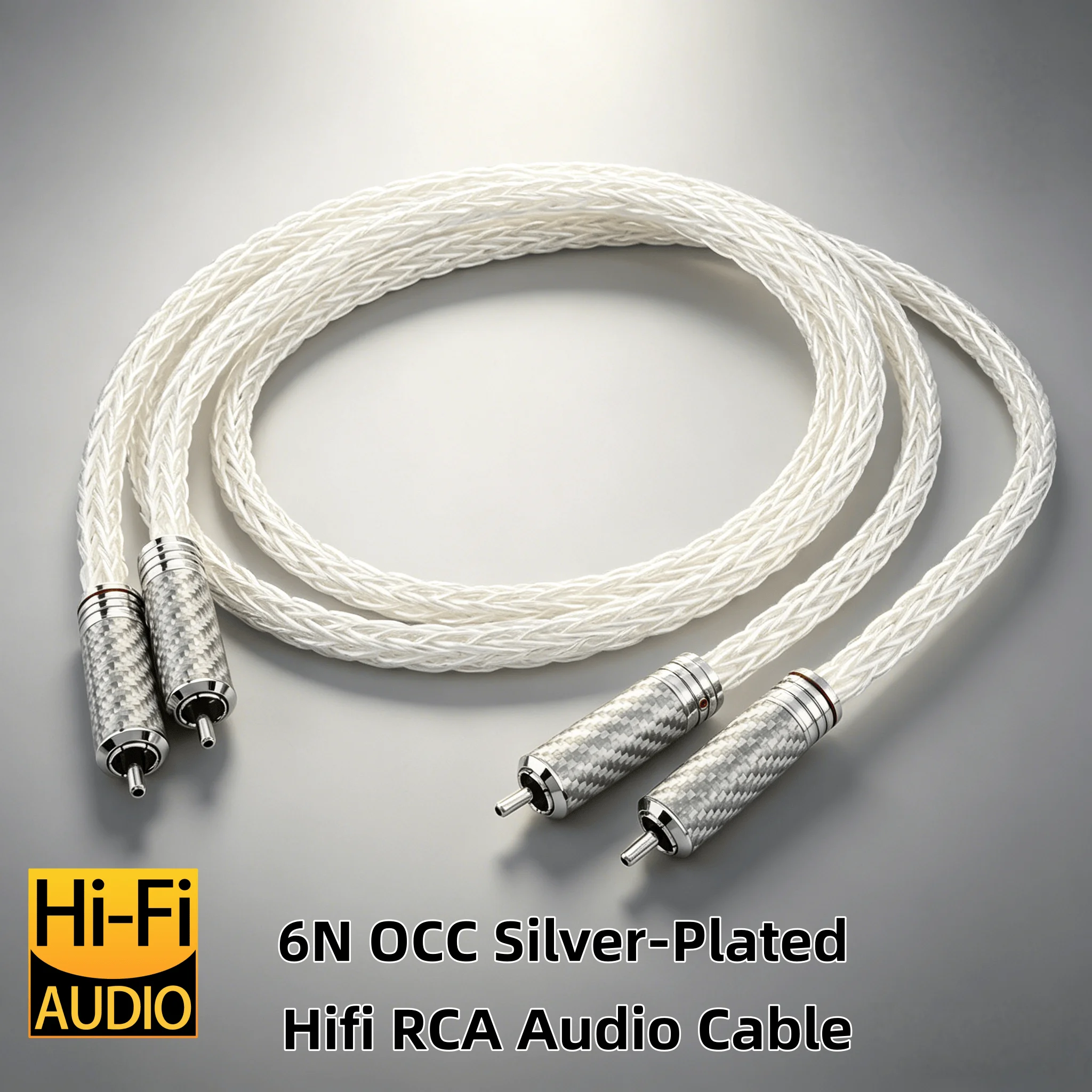 

Hi-Fi Audio System Upgrade Parts, Audiocrast 8AG 16-Strand Silver-Plated OCC Phono Cable with Carbon Fiber RCA Connectors