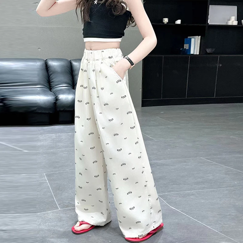 

2026 summer children's small bow quick drying pants boys' autumn sports pants spring breathable comfortable girls' leg pants