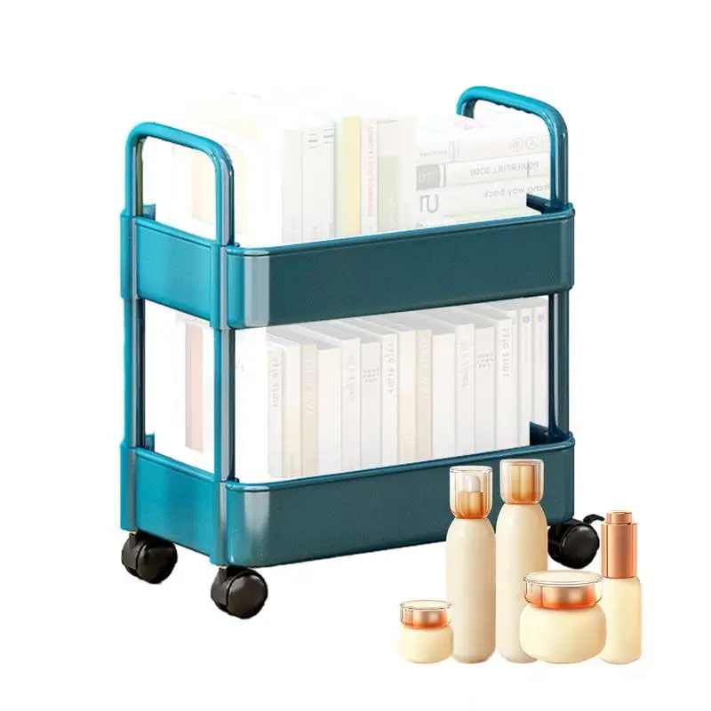 2 Tier Rolling Storage Cart On Wheels With Large Space Multifunctional Trolly Storage Organizer Rack For Kitchen Home Accessory