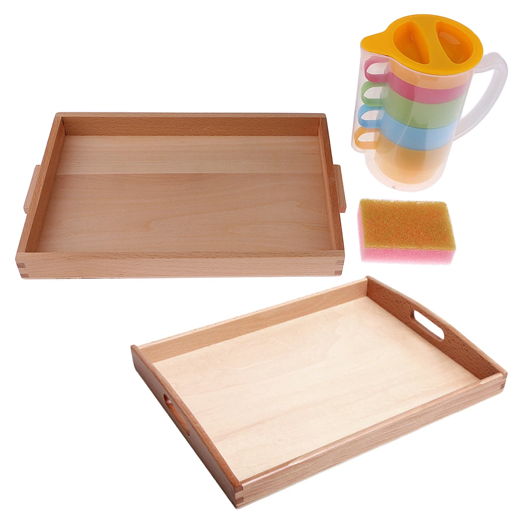 Montessori Life Skills Pouring Set Wooden Tray Motor Development Toddler Montessori Educational Materials for Children