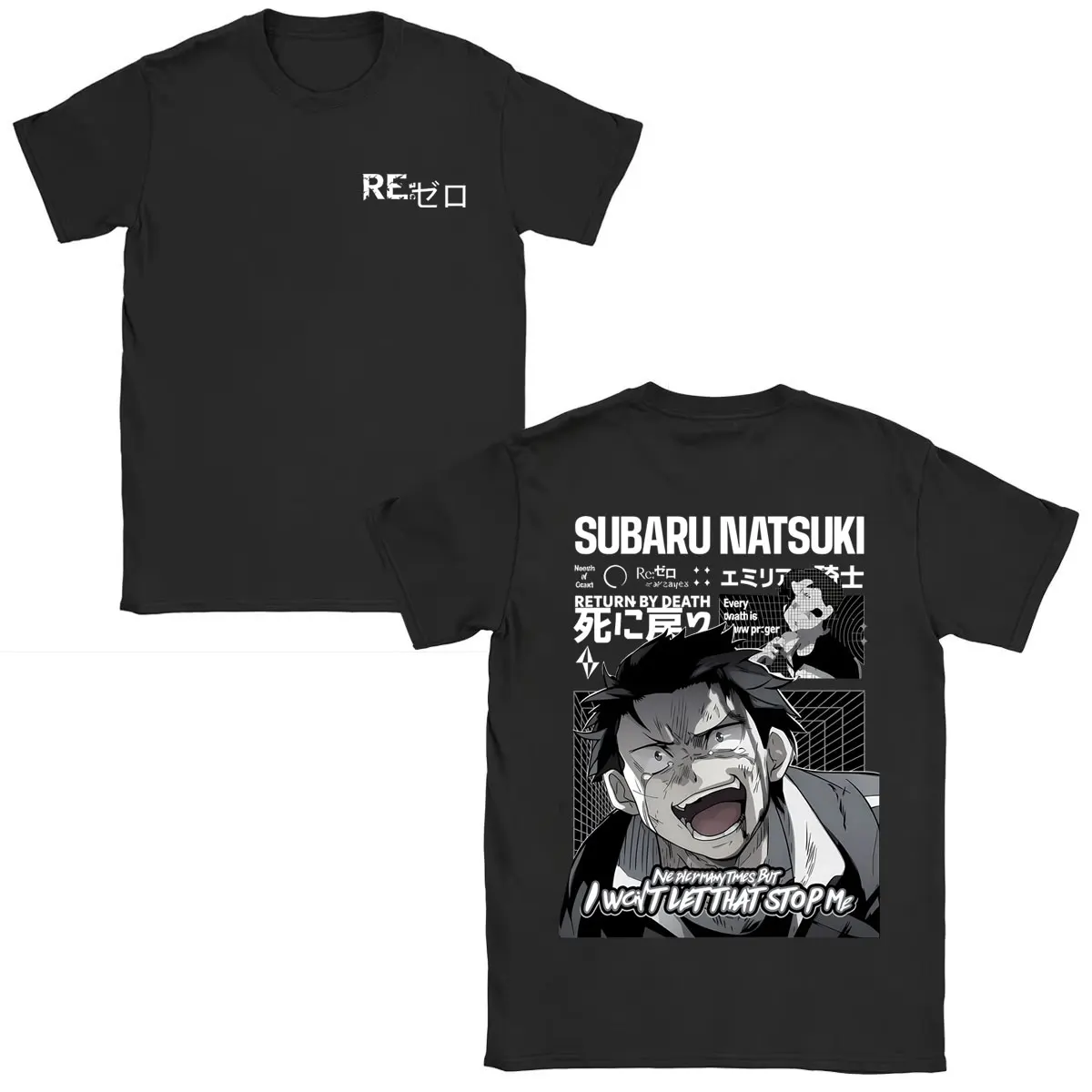 Anime Re:ZERO Starting Life in Another World T-shirt Subaru Natsuki Graphic T-shirts Men's Clothing Casual Oversized Tee Shirt