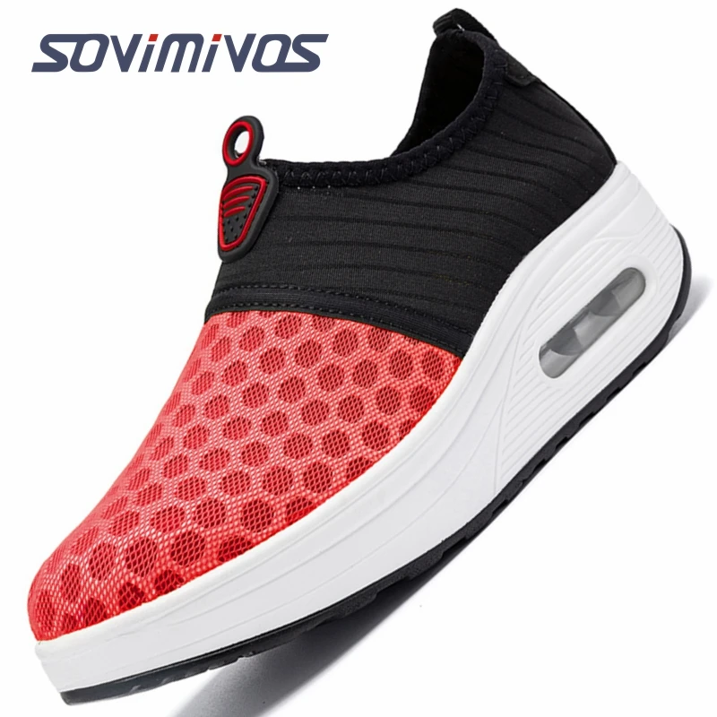 

Women Shoes Sneakers Running Shoes New Mesh Breathable Mix Colors Platform Slip-On Female Sports Shoes Female