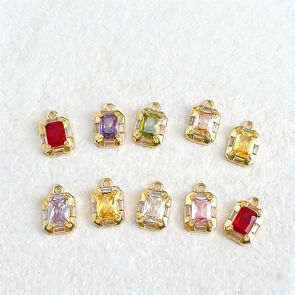 

Cordial Design 9*13MM 50Pcs Copper Pendant/Jewelry Accessories/Hand Made/Square Shape/Genuine Gold Plating/CZ Charms #196332