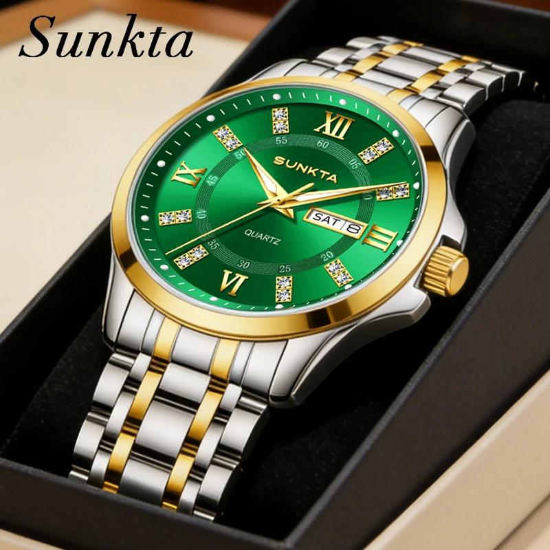 

Мужские часы SUNKTA 2026: Новые модные кварцевые наручные часы LIGE класса люкс, водонепроницаемые до 30 м, светящиеся, стальные. Отличный подарок. Reloj Hombre.