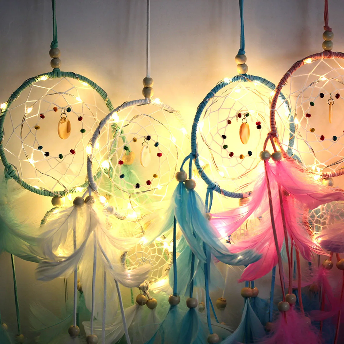 Colorful Dreamcatcher Hanging Non toxic Long term Use Home Party Car Bedroom Night Lamp Dreamcatcher Lamp Photo Prop
