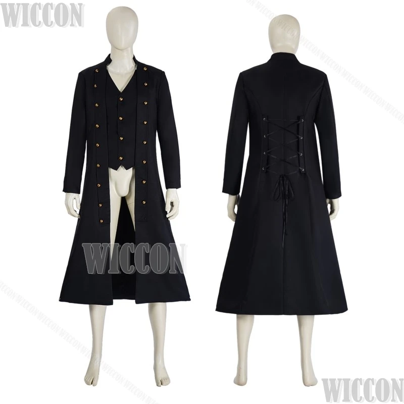 القوطية الفيكتوري نمط الملابس 2025 الذكور Steampunk الرجعية سترة تأثيري معطف أسود طويل فستان حفلة الهالوين كوميك كون كوس البدلة