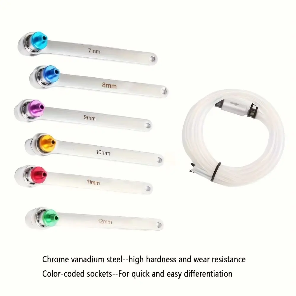 7PCS/SET 7 to 12mm Brake Bleeding Spanner Check Valve One-Way Brake Bleeder Wrench 12 Point Wrench Adapter Sockets