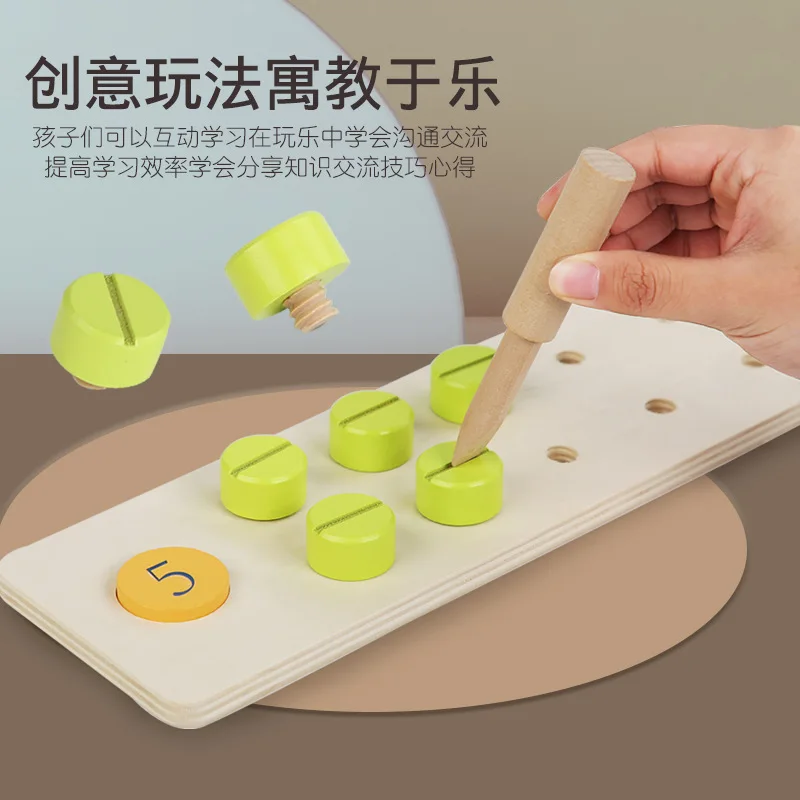 어린이용 나무 나사 너트 조합 분해 카운팅 보드 빌딩 블록, 몬테소리 수학 게임, 교육용 완구