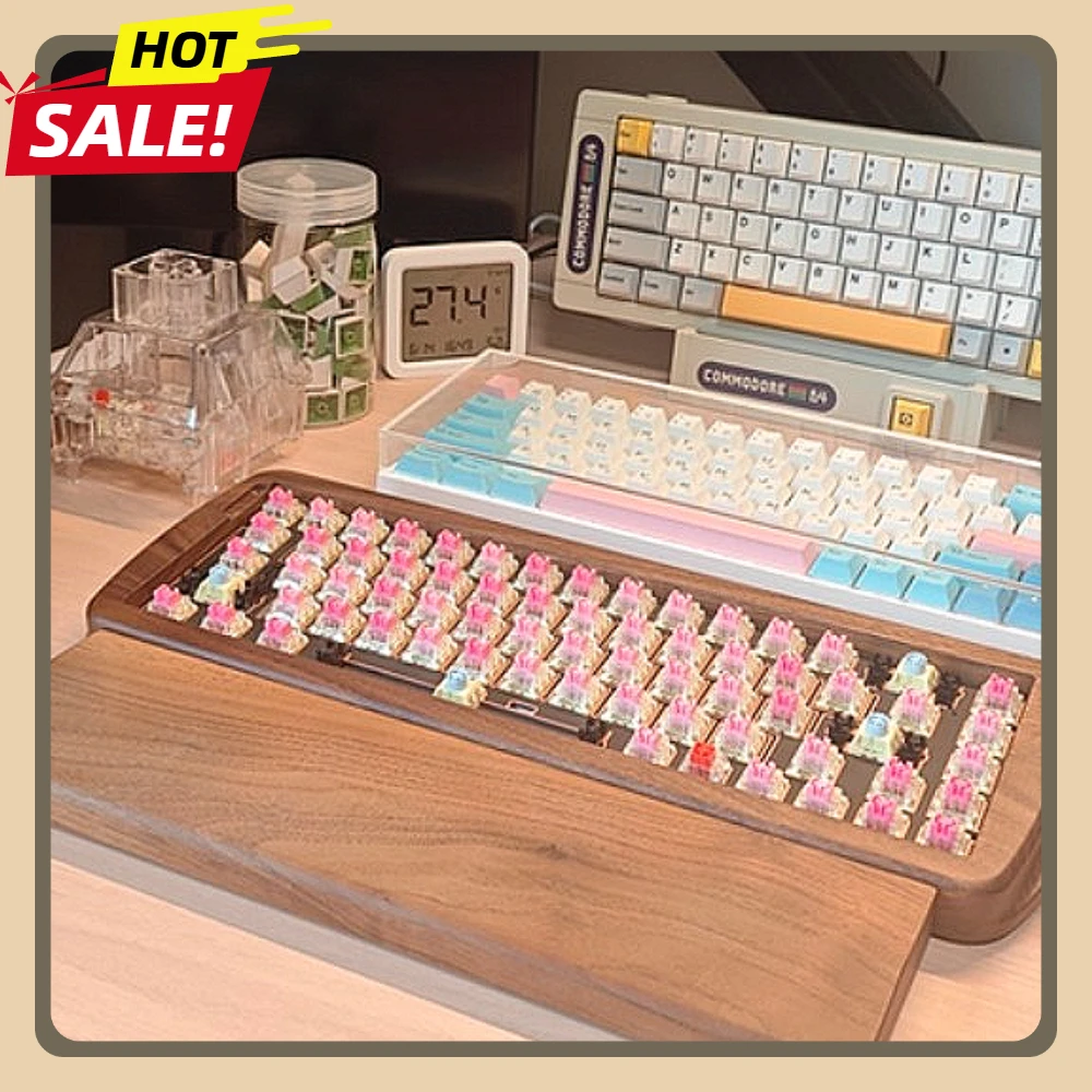 

NULL68 Walnut Wood Keyboard Kit Tri-mode Wireless Customized Mechanical Keyboard Kit 68key Office Game Accessories Support VIA