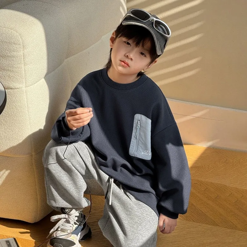 

Boys' Middle/Big Kids Spring/Autumn New Casual Long Sleeve Crewneck Stylish Sweatshirt Tops