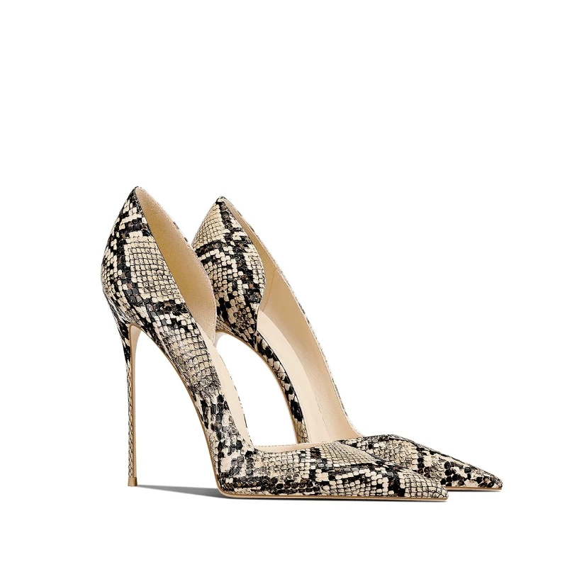 New Apricot Serpentine Pointed Fine Heels with Side Empty High Heels for Women's Commuting Versatile Single Shoes for Women