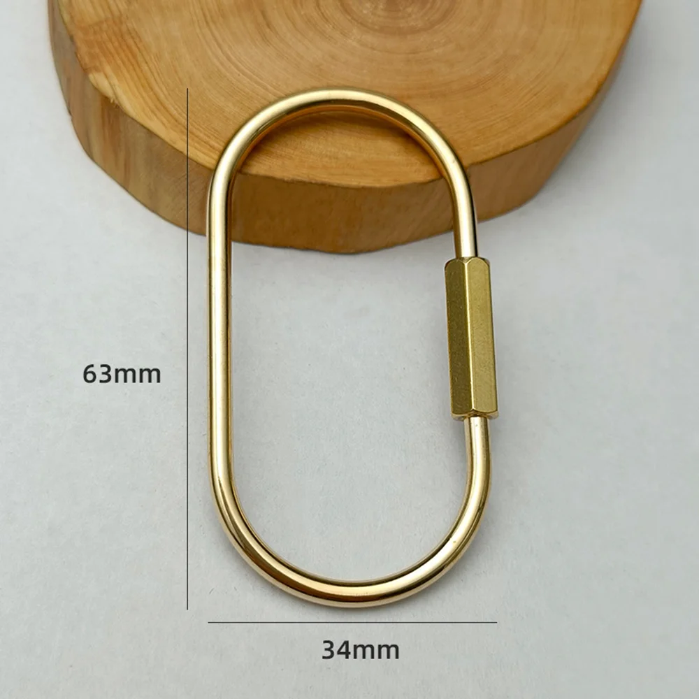 Brass Keychain With Lock D Key Chain Gold Color Camping Carabiner Survival Camping Equipment Buckles Hooks Key Ring Accessories