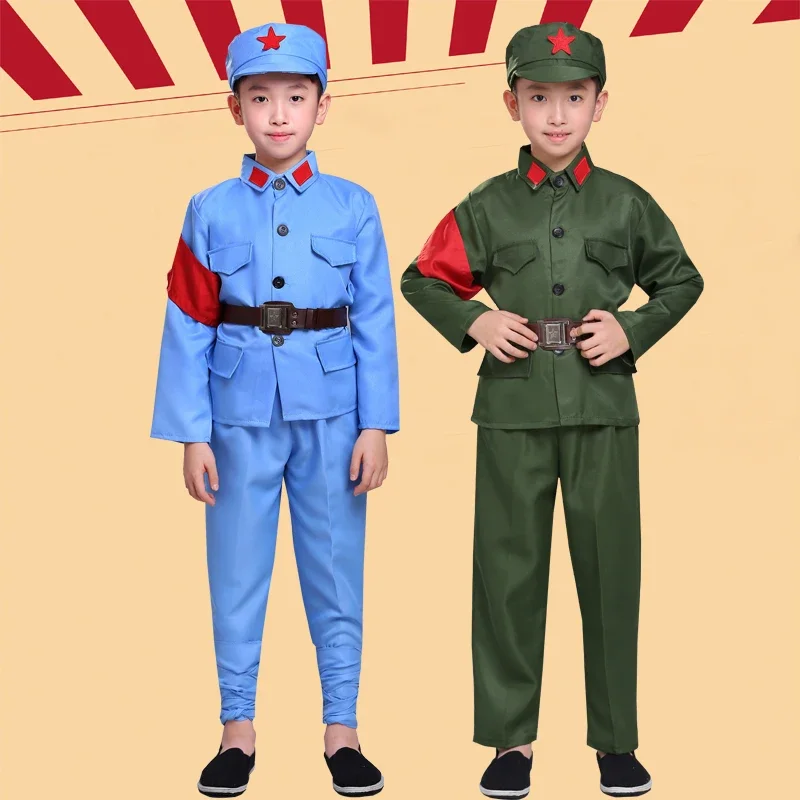 Kinder Achtste Route Armee Kleidung Erwachsene Rot Bühnenauftritte Mädchen Neue Vierte Armee Uniform Chor Kleidung Cosplay