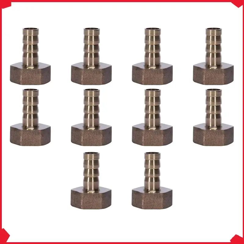 

B17B 10X Gold Brass Fitting 10Mm Hose Barb 1/2 Inch NPT Female Thread Straight Connector