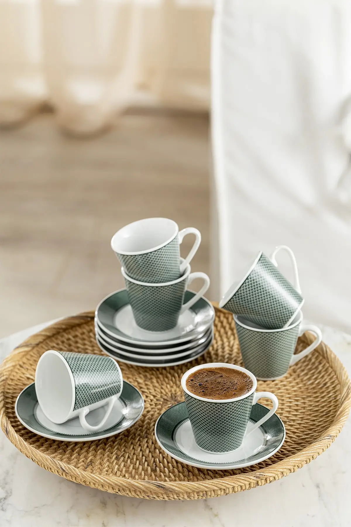 

DOLBOVI Lilia porcelain 6 person coffee cup set 80 Ml green