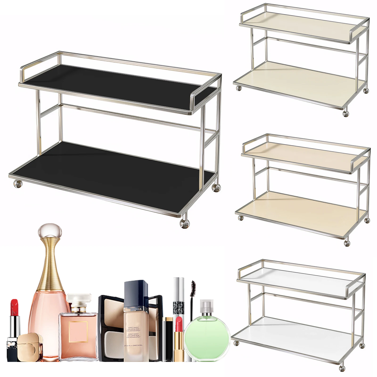 

1 Pcs Dressing Table Storage Rack Metal Makeup Counter Organizer Counter Storage Rack for Home Dresser Kitchen Spice Office