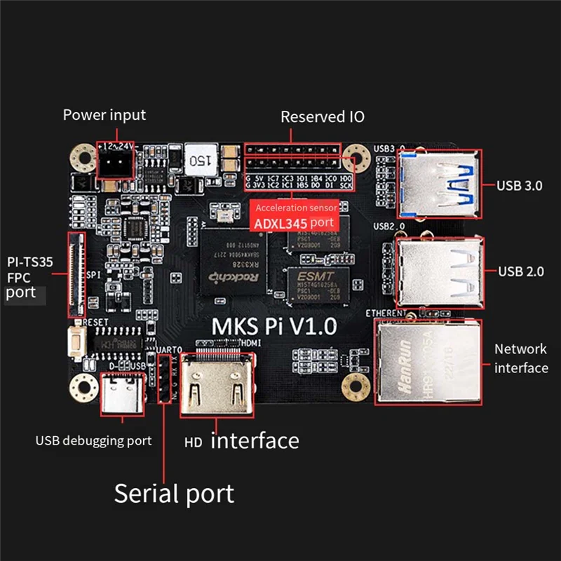 

Контроллер материнской платы GO-MKS PI KLIPPER, 64 бит SOC, встроенный зажимной экран для Voron, совместимый с Raspberry Pi-B, прочный