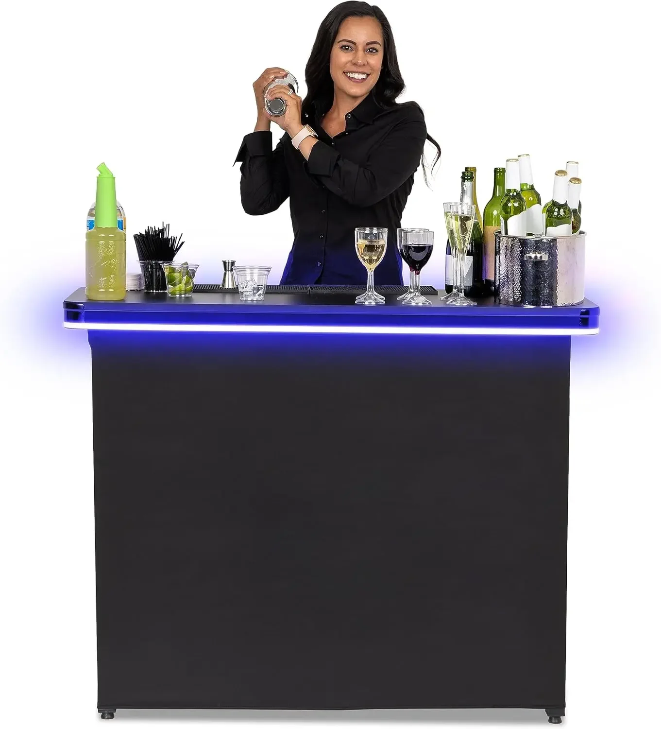 Commercial Grade Portable Bar Table - Mobile Bartender Station for Events