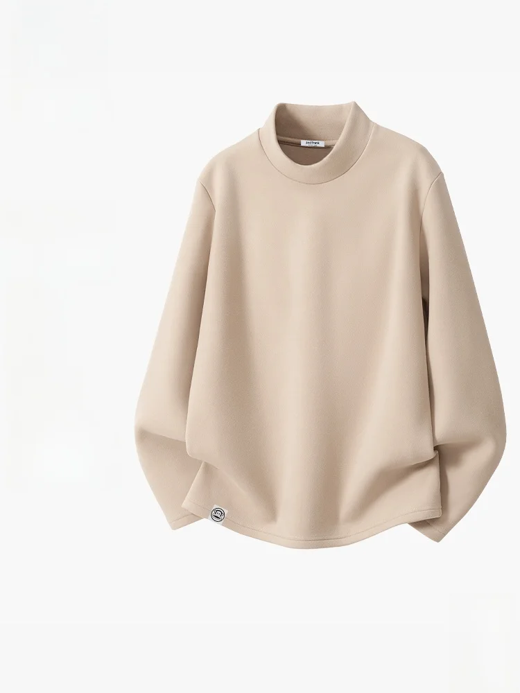 

Двусторонняя флисовая мужская термофутболка с высоким воротником, осенне-зимняя теплая внутренняя одежда, стандартный крой, длинный рукав