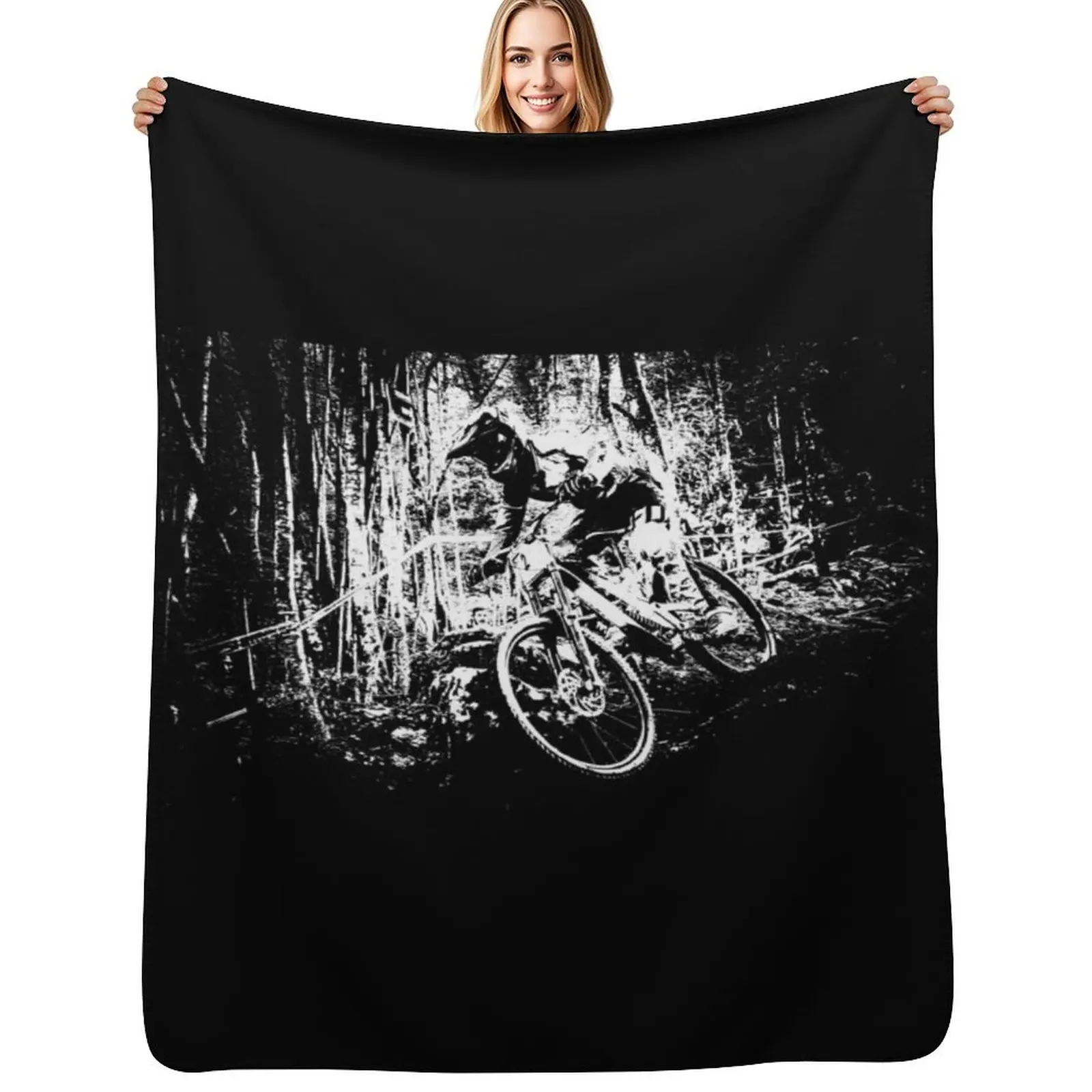 

downhill mountain biking Throw Blanket Plaid Plush blankets and throws Fashion Sofas Blankets
