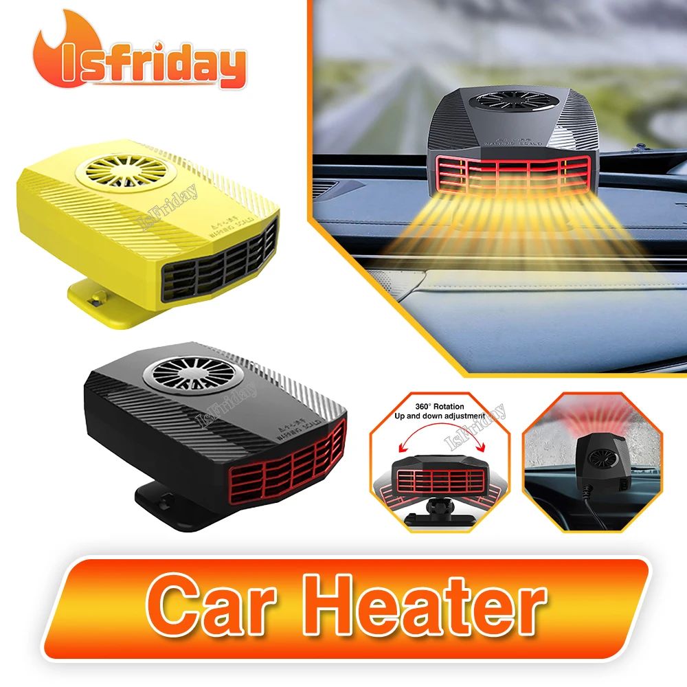 Car Heater Defroster Fans Car Heater Electric Heater 12V Lighter Heater Fast Heating Defrost Defogger 360 Degree Rotatable Car