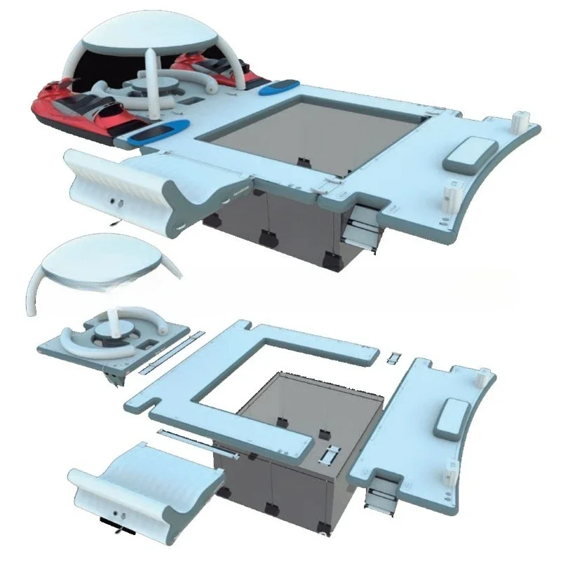 Inflatable Magic Carpet Fishing Platform, Floating Row, Yacht Docking Marina, Floating Bridge Water Bar
