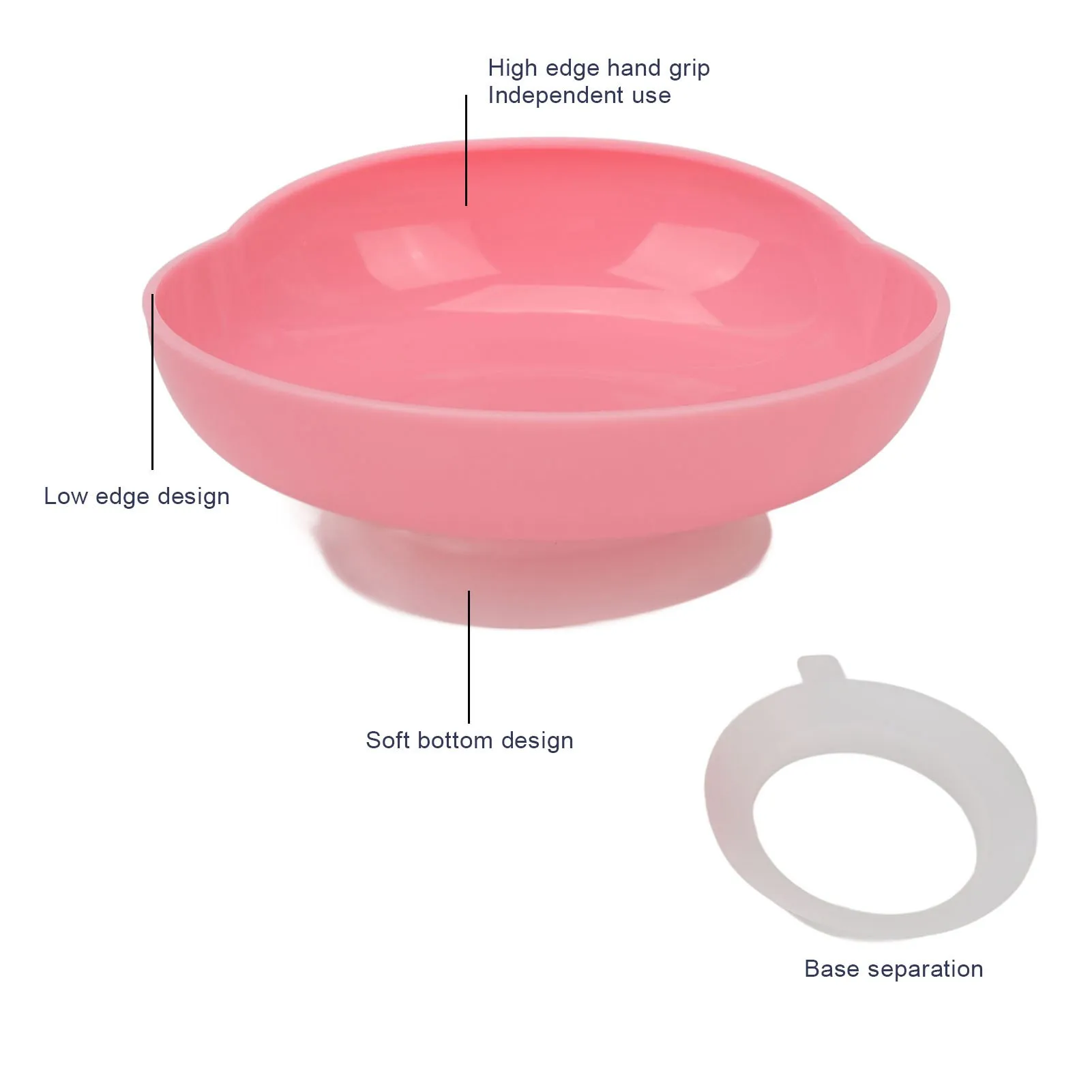 Scooper Bowl Elderly Care Spillproof Scoop Tableware with Suction Cup Base for Parkinsons Patients Disabled